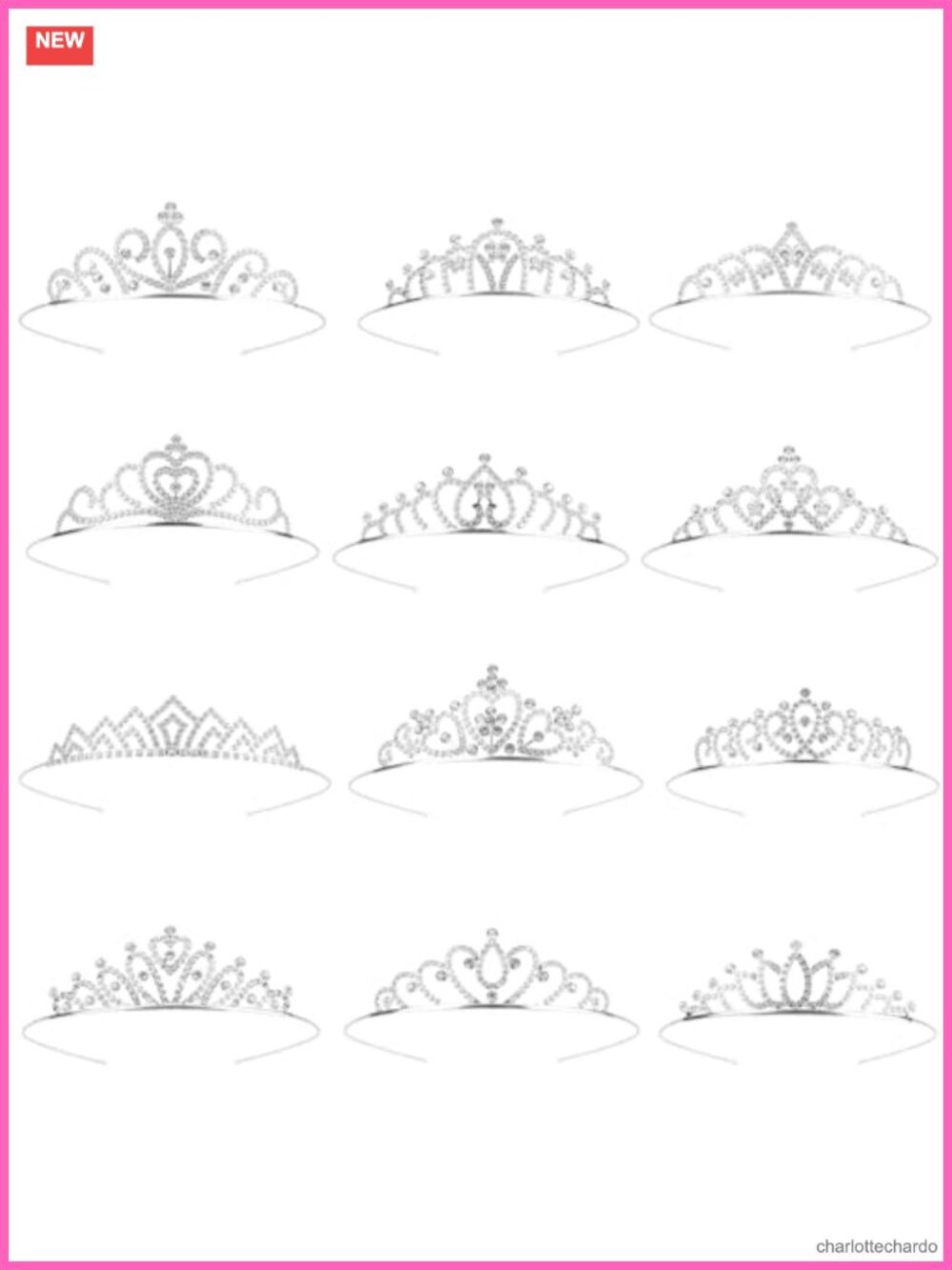 12PCS Sparkly Rhinestone Tiara Headband Set Party Birthday Wedding Crown